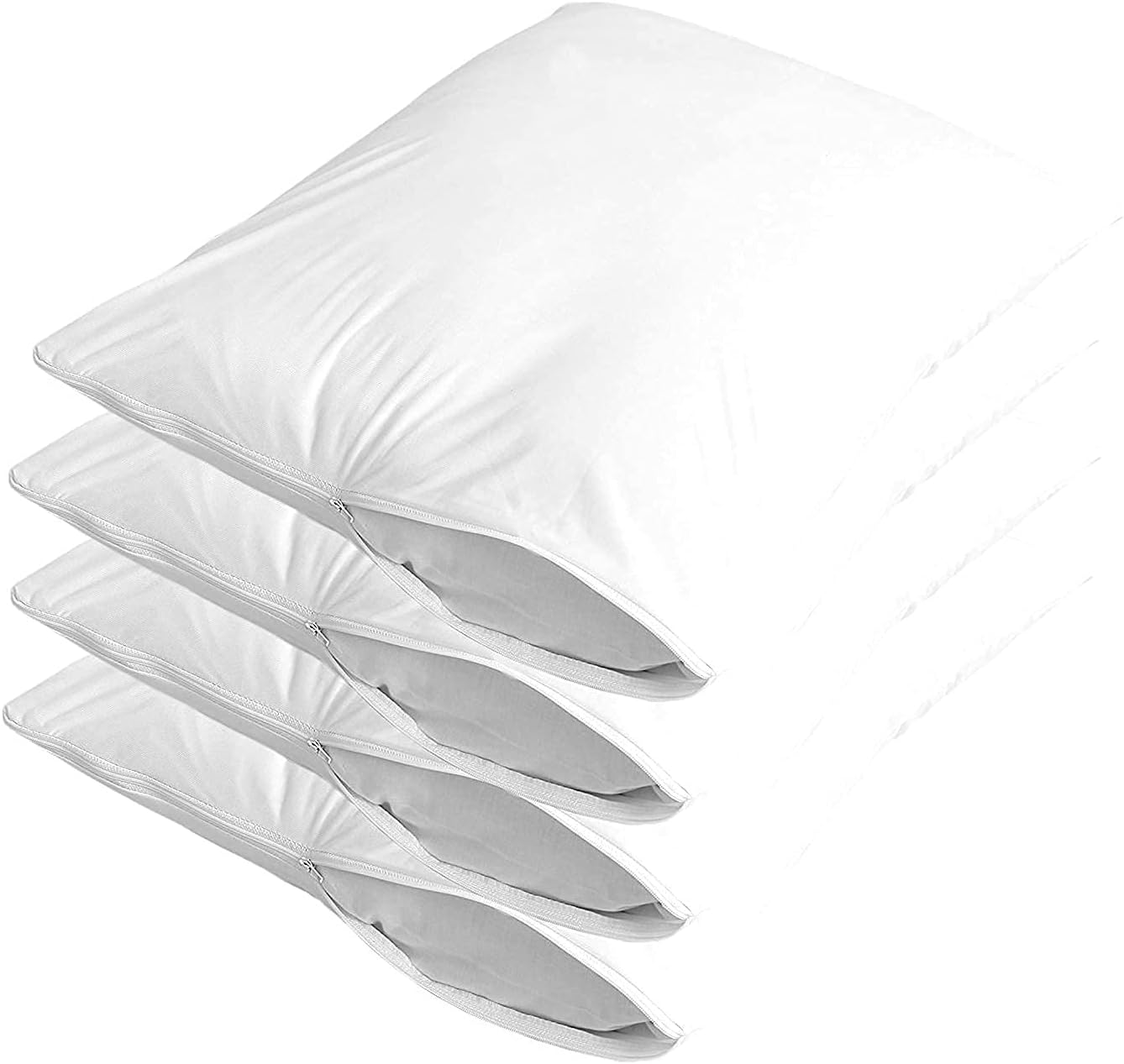 Niagara 4 Pack Waterproof Pillow Protectors King 20x36 Extra Soft Non Noisy Inches Smooth Zipper Premium Encasement Covers Quiet Cases Set White 100% Liquid Protection 100Gsm Super Soft